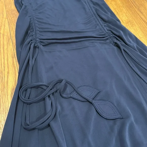 TORY BURCH Shannon navy Sleeveless tassel drawstring midi maxi cocktail Dress